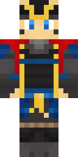 The Minecraft skin worn by Welsknight, shown flat from the front: a grey and black 64x64 skin on the steve model with 76 distinct colours