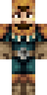 The Minecraft skin worn by xlson, shown flat from the front: a red and orange 64x32 skin on the steve model with 44 distinct colours